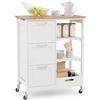 GIANTEX Carrello di Servizio con 4 Ripiani, Scaffale da Cucina con Rotelle, Mobiletto Cucina Salvaspazio con 3 Grandi Cassetti, 67x37x83,5 cm, 2 Colori (bianco)