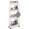MF artSHOP Carrello Slim Salvaspazio con Ruote Portatutto 4 Ripiani 40x12x89 cm Scaffale Mobile Cucina Bagno Ufficio Organizer Stretto Multiuso con Ganci e Rotelle Mobiletto Dispensa