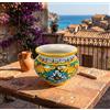 Mondocreazioni Cachepot Vaso in Ceramica siciliana Realizzato e Decorato a Mano Santo Stefano di Camastra Art. Gomes D 15 Art. Gomes D 15