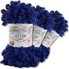 Wohnkult Alize 3 x 100 g Puffy Premium Lana 62 selezione ciniglia lana con passanti per lavorare a maglia e uncinetto senza attrezzi (360 | blu notte