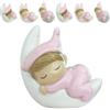 Regalami.Shop Set 6 bomboniere per Battesimo e Nascita in Porcellana Dipinta, Bimba su Luna (6, Batt Rosa)