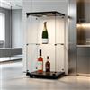BIYFSDS Vetrina Moderna in Vetro a 2 Strati con Illuminazione LED, Armadio di Stoccaggio in Vetro con 2 Ripiani, Vetrina per Collezione con 1 Porta e Serratura, Armadio da Collezione in VETRO (Nero-5