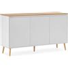 HOMN LIVING Credenza Desi a 3 ante, bianca, 140 cm (larghezza) 40 cm (profondità) 80 cm (altezza)