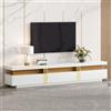 Soweiz Mobile basso moderno per TV con effetto marmo, stabile e durevole, per TV fino a 90 pollici, 3 cassetti e 1 gestione dei cavi, 200 x 40 x 42 cm (bianco)