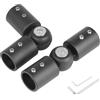 Rainway Connettori angolari per asta tenda, 2 pezzi in acciaio inox, diametro interno 19 mm, connettore per asta angolare, angolo regolabile da 90 a 180 gradi (nero)