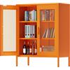 MetaCate lnov Mobile Contenitore in Acciaio a 2 Ante a Rete con 2 Ripiani Regolabili e Chiusura Magnetica, Armadio per Ufficio e Casa, Armadio in Acciaio, 40 x 80 x 102 cm, Arancione