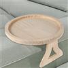 Ghopy Tavolini da divano in legno di pino naturale, impermeabili, rotondi, portatili e pieghevoli, vassoio con clip, per bevande a distanza, telefono, snack