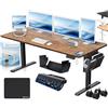 KESSER® Scrivania elettrica regolabile in altezza, Scrivania ergonomica per postura eretta, Controllo di memoria a 3 funzioni, incl. Ruote a 360° e Porta di ricarica USB, 160x70 cm - Marrone