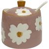 Dowbom Zuccheriera in Ceramica con Coperchio e Cucchiaio, Barattolo da 250 ml, Zuccheriera, Vaso per Spezie, Rosa