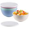 WEGREAT Set di 4 ciotole con coperchio, set di 4 ciotole per cereali, grandi ciotole in plastica, ciotole per insalata, senza BPA, infrangibili, coperchio trasparente, 15,7 x 7,3 cm, ciotola adatta
