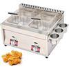 Acentesoft Friggitrice a Gas Inox Friggitrice Professionale Ristorante Da Banco, Vasca Multipla 8l, 16l, 24l, Controllo Indipendente Temperatura per Cucine Professionali(2 tank)