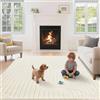 Puremy Tappeto a pelo corto, per soggiorno, camera da letto, cameretta dei bambini, effetto 3D, alta densità e piacevolmente morbido, design moderno a forma di arco, 120 x 170 cm, beige