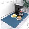 AUHSSAN Tappetino da caffè 30x50cm, Tappetini di asciugatura per la Counter Assorbente Caffè Bar Mat accessorio da cucina Anti Spill Mat Gomma Backed Fit Sotto Caffettiera Macchina Espresso Rack (Blu)