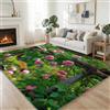 Generico Tappeto Verde Antiscivolo Lavabile, Tappeti Decorativi per Soggiorno Camera da Letto e Aree Interne 60 x 90 cm - con Motivo Stampato Fotografia Giardino Fiori Foglie