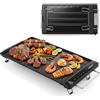 COSTWAY 1300W Piastra Elettrica, Piastra Grill Elettrica con Temperatura Regolabile, Termostato, Manici Retrattili e Gambe Pieghevoli, Griglia da Tavolo per Barbecue, 60 x 28 x 7,5 cm