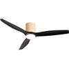 CREATE / WIND CALM CUSTOM RATTAN/Ventilatore da soffitto con luce rattan chiaro pale legno naturale nero con telecomando / 40W, Doppia luce, Ø132 cm, luce LED 3 temperature, funzione estate-inverno