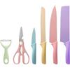 TJ POP Set di Coltelli da Cucina Colorati 6 PCS, Set di Coltelli Colorati con Rivestimento Antiaderente, Coltello da Chef Coltello da Pane per Cucina, Campeggio, Viaggi, Picnic, BBQ e RV