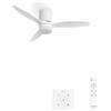 CREATE / WINDCALM LINE/Ventilatore da soffitto bianco con luce controllo a parete e telecomando, linee orizzontali / 40W, Timer, Ø132 cm, 6 velocità, 3 temperature di luce, funzione estate-inverno