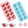 Bekecidi Confezione da 2 Vassoi per Cubetti di Ghiaccio Stampi per Ghiaccio in Silicone Morbido Stampi per Cubetti di Ghiaccio a Forma di Stella e Cuore per Whisky, Cocktail, Birra e Bevande(Blu,Rosa)
