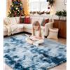 MARATIP Tappeto Peloso Soggiorno Tappeti per Grandi Dimensioni Salotto Moderno cameretta Bimba Antiscivolo tappeti,Tappeto colorato morbido e soffice per la camera da letto(blu pavone,160 x 230 cm)