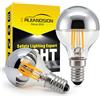 Ruiandsion Confezione 2 Lampadine LED Filamento Dimmabile E14 G45 Specchio Argento, 4W Equiv 40W, 2700K Bianco Caldo CA200-240V Fascio 360°, Vintage per Lampadari Sospensione Casa
