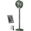 Felicafie Ventilatore da pavimento ad energia solare con luce LED, regolabile in altezza, ricaricabile tramite USB, per tenda da campeggio, patio, ufficio, uso esterno, flusso d'aria silenzioso, nero (verde)