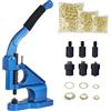 FreeTec Occhielli Macchina a Pressione, Occhiellatrice Manuale Con 3 Matrici (6/10/12mm) e 1500 Occhiello Dorato per Teloni Tessuti Vestiti Cinture Borse