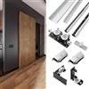 NIKSHI Kit di porta scorrevole Kit di hardware della porta del fienile nascosto 3.9-4.9-5.9 ft, set di porta scorrevole invisibile senza pista per bagno/armadi, porta tascabile a pista nascosta,1.2m/3.9ft