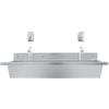 KuKoo Lavabo a Canale da Parete in Acciaio Inox 120 cm (1200 mm) Professionale con Miscelatore, Rubinetti Push, Paraschizzi, Scarico Inclinato e 2 Dispenser Sapone da 500 ml