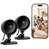 WOLFANG Telecamera WiFi Interno 1080P, Telecamera Sorveglianza Interno con Visione Notturna, Audio Bidirezionale, Compatibile con Alexa & Google Home, Nessun Abbonamento, Solo WiFi 2,4 GHz, 2 Pezzi