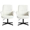 MEUBLE COSY Set di 2 Sedia da Ufficio Girevole Regolabile in Altezza Poltrona da Toelette Scrivania Seduta in Tessuto bouclé per Studio Camera da Letto, Bianco