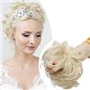 SEGO Ciambella per Chignon Elastico con Capelli Ricci Finti Extension XXL 80g Hair Bun Updo Spettinato Coda di Cavallo Treccia # Biondo Chiarissimo