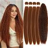 Gozill Capelli per trecce castani pre-stirati senza nodi capelli per trecce sirena per trecce boho onda profonda colore 30 capelli boho ondulati per trecce (5 confezioni)