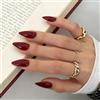 Xanthelle Press On Nails, 30 pezzi Unghie finte corte a mandorla Burgundy, Set unghie finte riutilizzabili per donne, Unghie in gel morbido, Set di unghie per dita