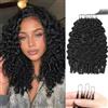 Renyarch Miracle Burmese Curly Mini Knots Crochet Human Hair - Extension Capelli Veri Pre-Separati per Donne Nere, 6 pezzi 150g Crochet Braids Water Wave Nodi Invisible Knotless, 22 pollici 1B#