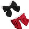Bangbobi Hair Bow Women - Fiocco Rosso per Capelli - Fermaglio per Capelli in Raso per Donna - Grandi Fiocchi per Capelli in Nero e Rosso (2 Confezioni)