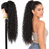Ser Mulher Coda Capelli Extension Ricci con Laccio in Termofibra di Qualità, 100% Naturale, 70 cm - Coda di Cavallo Riccia per Styling Lunghi, Morbida e Resistente al Calore, CRISTEL (Natural Black)