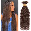 DaiMer Trecce di capelli umani ondulati ad acqua, per trecce, senza trama, 35,6 cm, 100 g, extension di capelli umani sfusi, castano scuro, per trecce bohémien bagnate e mosse (#4, 50 g x 2 ciocche)