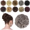 FESHFEN Chignon Finto per Capelli, Elastico Chignon Finti Sintetica Ondulato Capelli Naturale Riccio Coda di Cavallo Sale e Pepe Chiaro Posticci Spessi Updo per Donne, 42g
