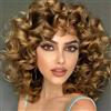 PORSMEER Parrucca Afro marrone biond colore ricci capelli con frangia sintetico naturale africana corta in capelli ricci sintetici per donne nere 14 pollici