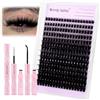 WENDY LASHES Kit Extension Ciglia 100D Ciglia Finte Ciuffetti D-Curl Manga Lashes con Colla Cluster Lashes Misti 10-18mm Kit fai da te per Extension Ciglia Look Naturale Wendy Lashes(JC-100D-D-1018)