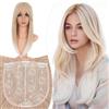 Elailite Hair Topper Donna Clip in con Frangia per Capelli Biondo Dorato/Biondo Pallido, Posticci con Clips Middle Parting Toupet Toupee Protesi 45cm 175g (Base 15cm*15cm)