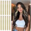 Sofeiyan Extension per Capelli con Colori Vivaci per Feste, 56 cm, 10 Pezzi, Extension Lisce Multicolore,Lunghe, Accessori per Capelli a Clip per Donne, per Costumi da Festa, Lino Dorato