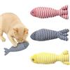 Funfy Giocattoli per gatti | Confezione da 3 giocattoli interattivi a forma di pesce e erba gatta, cuscini di peluche per gatti da interno | Giocattoli per la dentizione