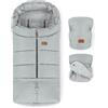 Petite&Mars JIBOT - Coprigambe universale con muffole, passeggino, carrozzina, seggiolino auto, letti, grigio, impermeabile, caldo, antivento