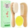 Molylove Spazzola per capelli per bambini, in legno, con setole morbide di capra, morbida, per neonati, 2 pezzi