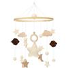 Litimkat Lettino mobile per bambini, con stelle, lune e nuvole all'uncinetto decorazioni pendenti giostrina per il lettino giostrina in legno per bambini, regalo per bambine o bambini