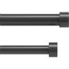 Umbra Cappa Asta per tende doppia regolabile, diametro di 2.5 cm, 168-305 cm, Acciaio, Nero spazzolato