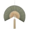 Bloomingville JAIME Decorazione da parete verde, decorazione da parete in bambù, con pieghe verdi, centro beige e nappa, lunghezza 75 x altezza 70 cm, con passante per appendere