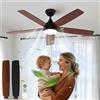 Comely Ventilatore da Soffitto con Luce, DC 132cm Ventilatore da Soffitto Camera, 3 Temperature Colore, 6 Velocità, Lampadario con Ventilatore, Estate/Inverno, per Soggiorno Camera Ingresso, Noce&Nero